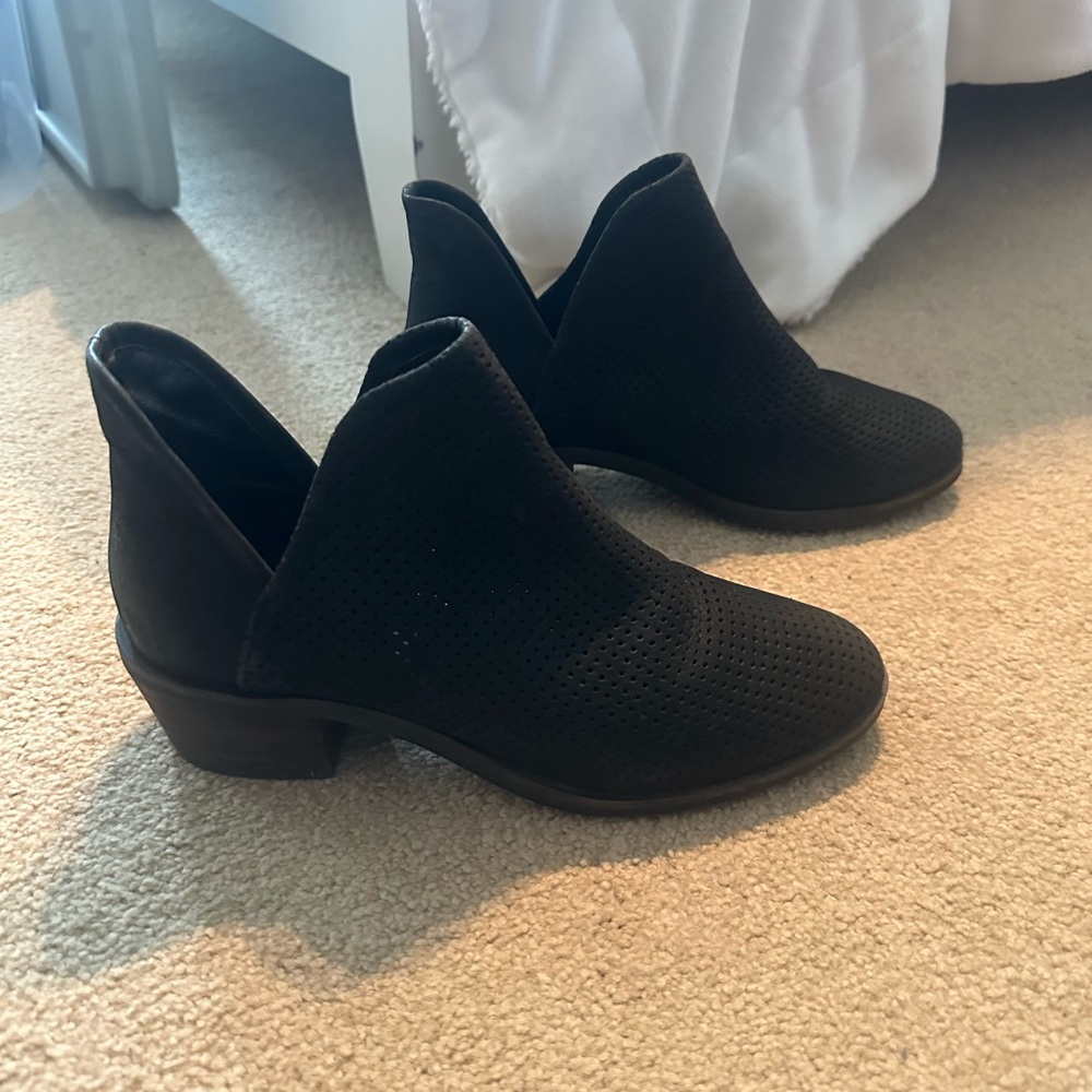 Steve Madden Black Perforated Ankle Booties